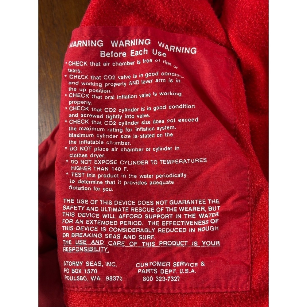 Stormy Seas Inflatable Flotation Jacket Mens Xl R… - image 6